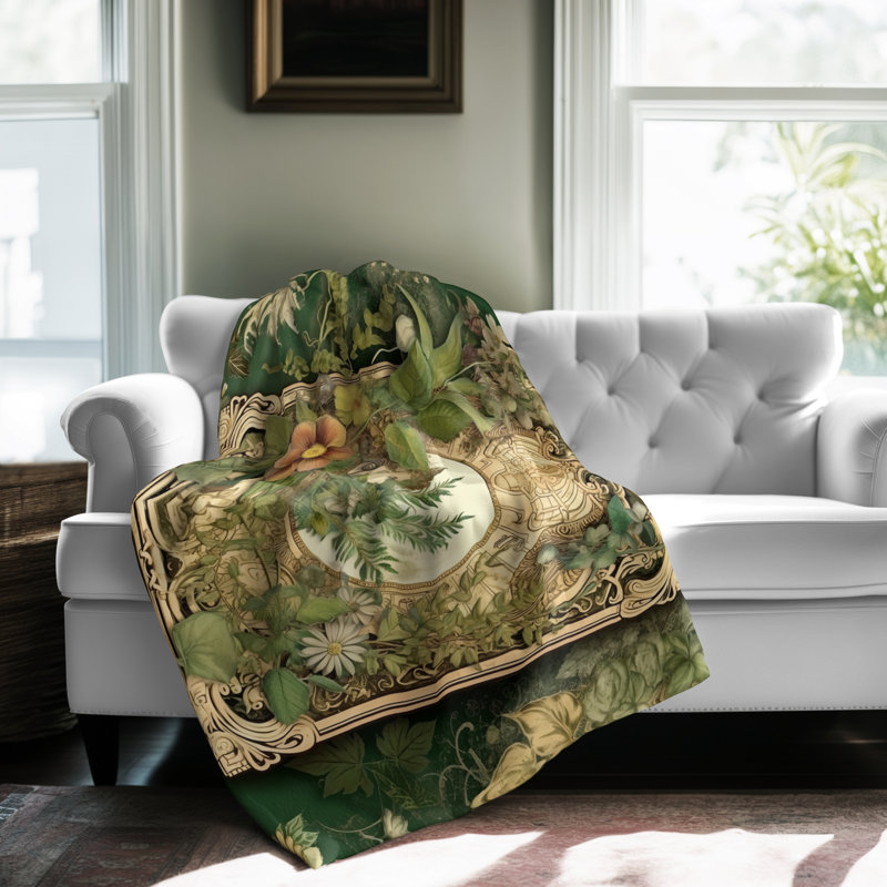 Whispering Woodland Wonders - couverture en sherpa de qualité supérieure 1 pièce - reproduction d'art luxueuse, Grand lit