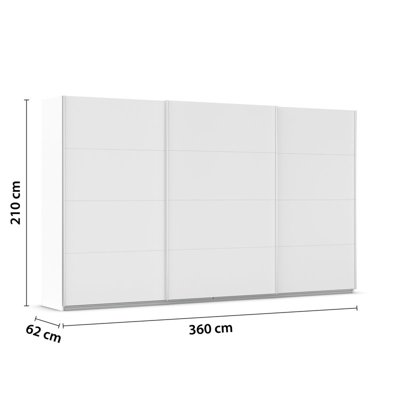 Kulmbach 3 Sliding Door Wardrobe 360 cm Alpinwhite INCL. Delivery and Assembly, 210cm