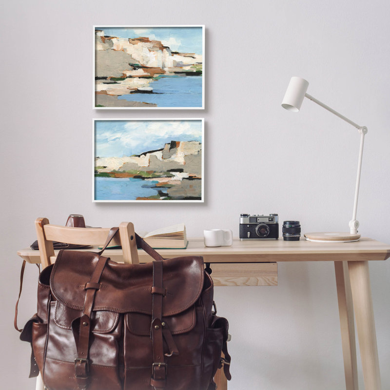 «Seaside Cliff Modern Landscape», ensemble de 2 giclées encadrées par Ethan Harper, H 11 po x l 14 po x P 1,5 po