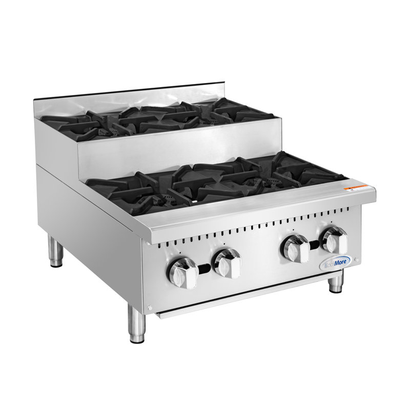 24 in. Commercial Four-Burner Step Up Range, 104000 BTU in Stainless-Steel (KM-CRSU-24)