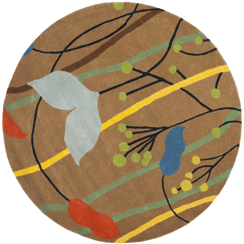 Candelo Hand Tufted Wool And Viscose Floral Rug, Round 6'