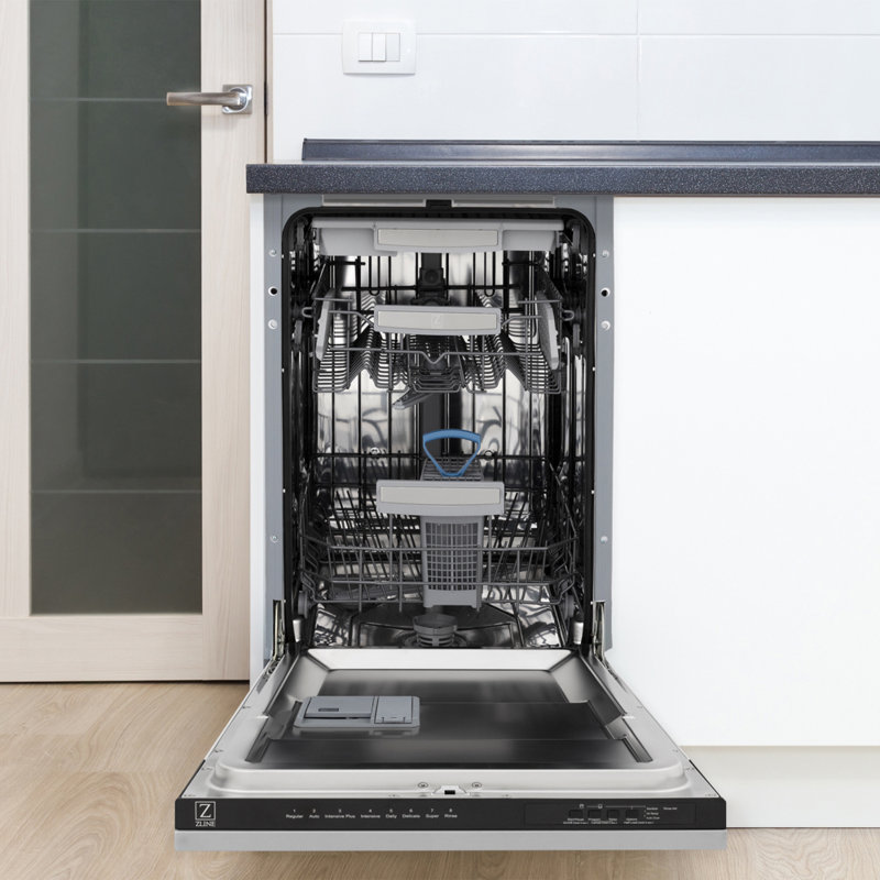 ZLINE 18" Tallac Series 3rd Rack Top Control Dishwasher with Stainless Steel Tub, 51dBa, Stainless Steel