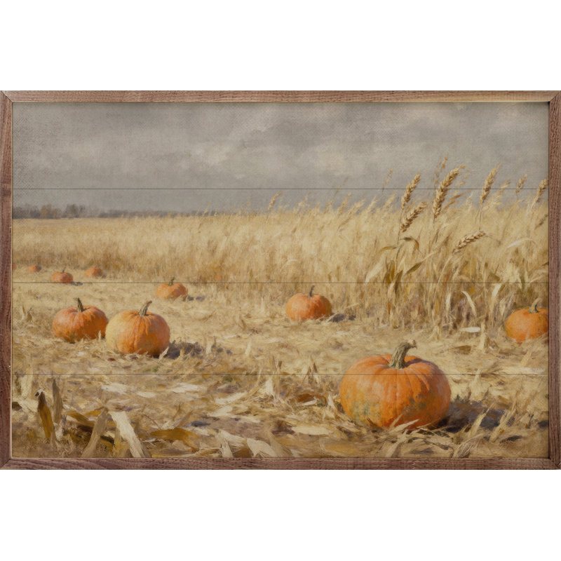 Pumpkin Patch In Field, 24" H x 36" W