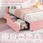 Cadre de lit avec tête de lit avec rangement, cadre de lit pour enfants avec 2 tiroirs, lit plateforme tapissier pour filles Boucle, tête de lit chic avec bibliothèque-1350980598-1350980605