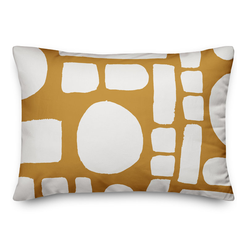  Coussin intérieur / extérieur géométrique, Orange / jaune / blanc