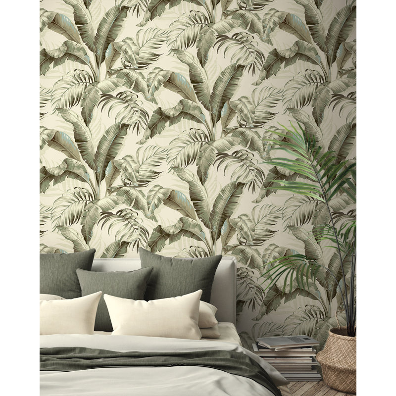 Tommy Bahama Palmiers Peel And Stick Wallpaper Roll, Silver Birch