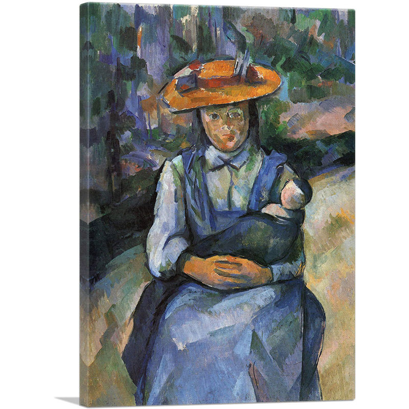 Petite fille avec une poupée - impression, H 18 po x l 12 po x P 0,75 po