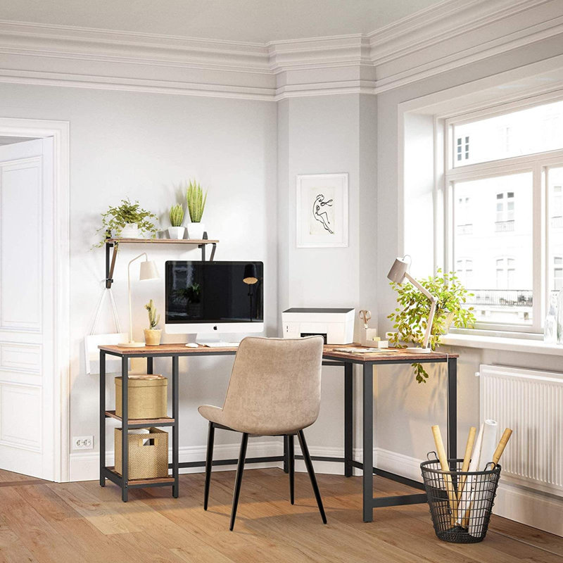 L-Shaped Stainless Steel Computer Desk