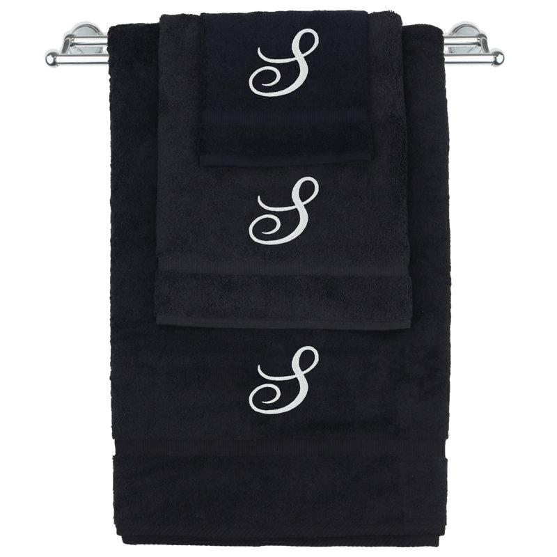 Ensemble de serviettes Marcelline, Noir / blanc, S