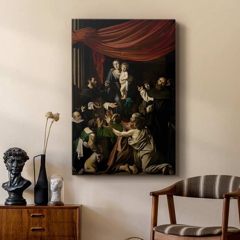 Madone du Rosaire - Toile tendue avec châssis par Caravaggio, 18 x 27