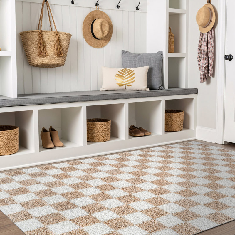 Tapis à poils longs beige à poils mi-longs, texture douce, adapté aux enfants et aux animaux de compagnie