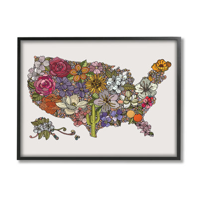 «Botanical State Flowers» par Valentina Harper, États-Unis - carte flottante, impression sur bois