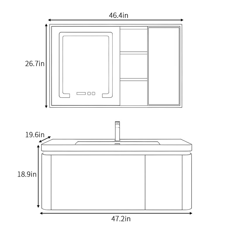 Minimalist light luxury style bathroom cabinet