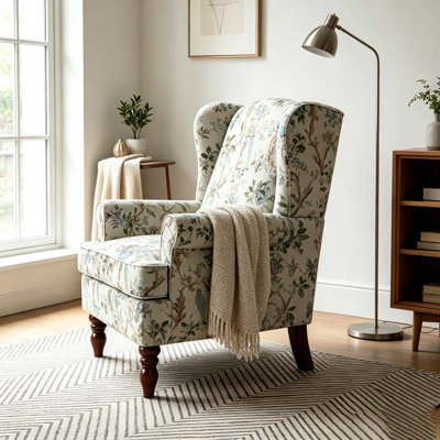 Chaise d'appoint moderne avec pieds en bois rétro, fauteuil rembourré confortable