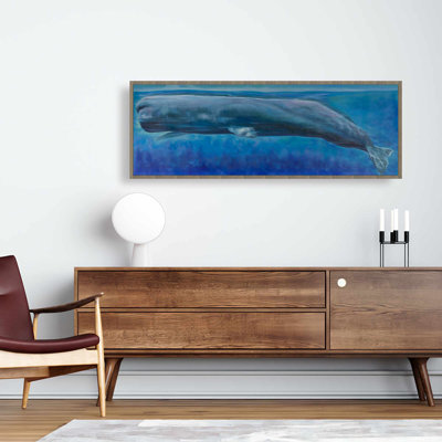 Sperm Whale Framed Canvas | Blue Aquatic Animals Decor
