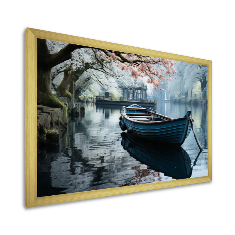 Blia " Germany Canal Tranquillity ", H 16 po x l 32 po x P 1 po, Cadre doré à une seule photo