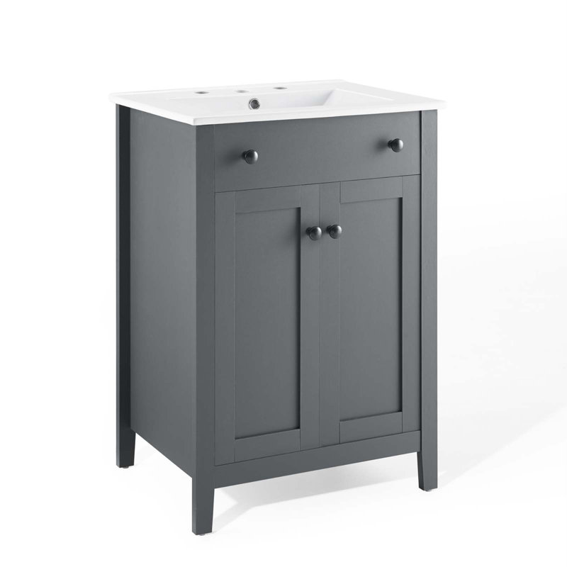 Nantucket 24" Gray and White Wooden Bathroom Vanity