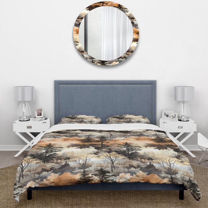 Ensemble de housse de couette Wilderness Forest, Housse de couette pour grand lit et 2 taies décor