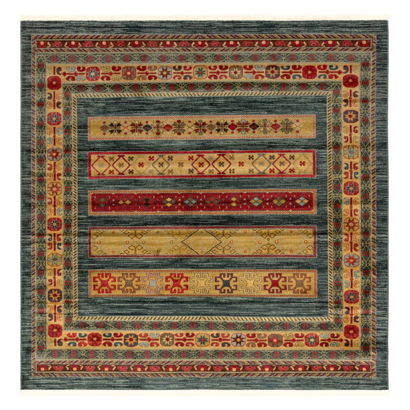 Jaeden Geometric Area Rug, Square 8', Blue 