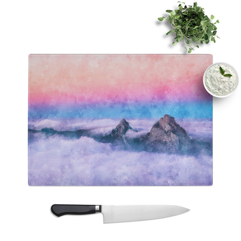 Tempered Glass Clouds over the Swiss Mountains Chopping Board, 20 cm x 28.5 cm