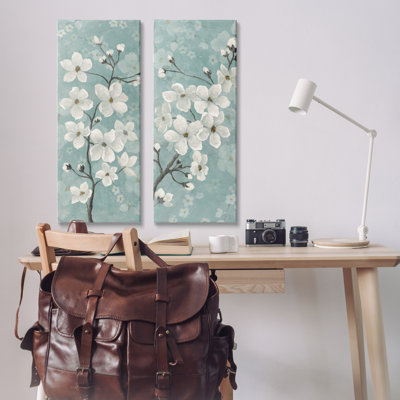 Ensemble de 2 toiles Green Tone Blossoms, design par Tava Studios