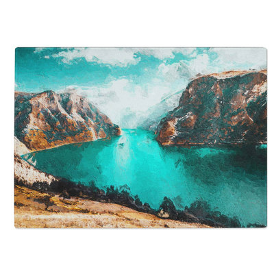 Glass Lake Between The Mountains Chopping Board