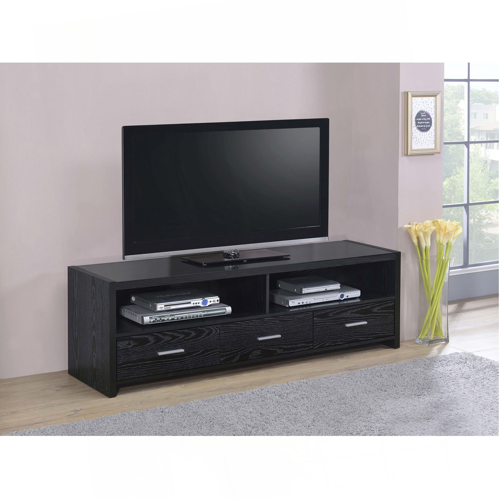 Latitude Run® Bossert Black Oak 3-Drawer Engineered Wood TV Stand | Wayfair