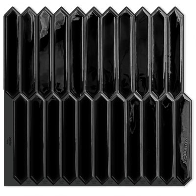 Carrelage à peler et coller en gel noir à hexagone long (10 feuilles, 12 po x 12 po)