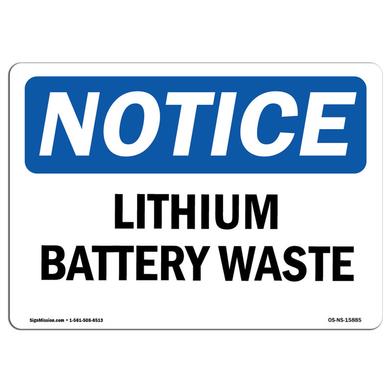 Osha avis - avis Lithium batterie de déchets signe, H 18 po x l 24 po x P 0,1 po