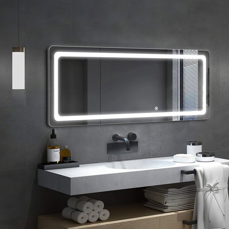 LED Wall Mirror Full Length Mirror with Stand with 3 Adjustable Lights, 20" x 63, Silver