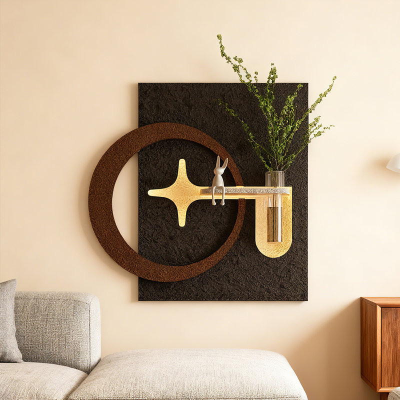 39,37 po, peinture de décoration végétale noire de style rétro, H 39,37 po x l 37,4 po x P 2,36 po, Noir