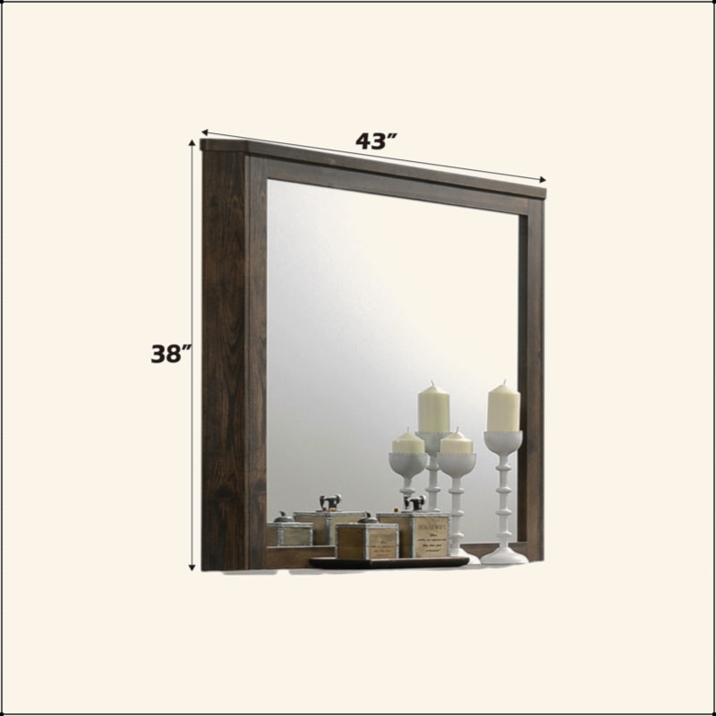 Rustic Walnut Finish Mirror