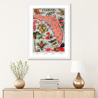 " State Map Of Florida (Natural Resources) - Vintage Poster " by Unknown Artist