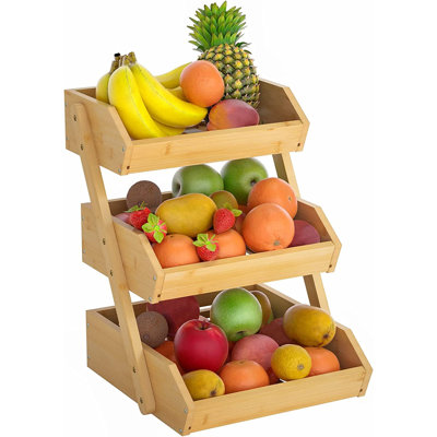 Prep & Savour Charece Wood Fruit Bowl