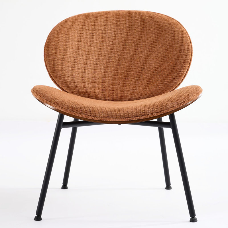 Walnut And Orange Shell Lounge Chair - Enhances Room Atmosphere Sw1871og Mid-Century Modern In Solid Wood Base For Durability