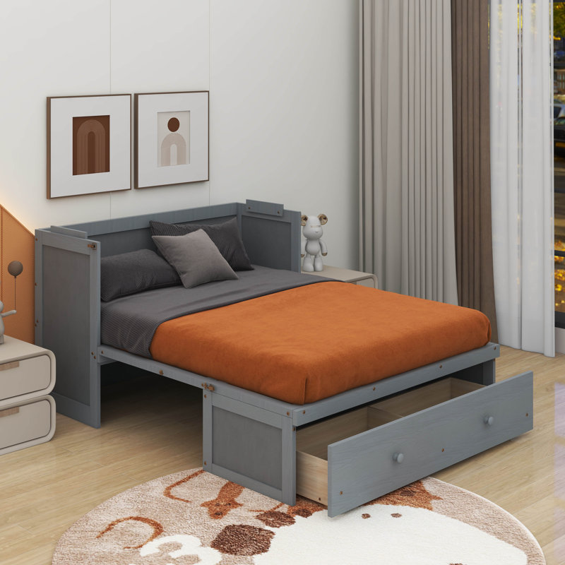 Full Murphy Bed With USB And Drawer, Gray