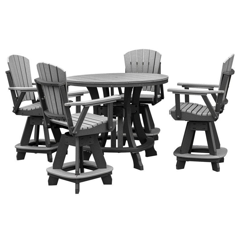 Round 4 - Person 44'' Counter Height Dining Set, Black, Light Gray