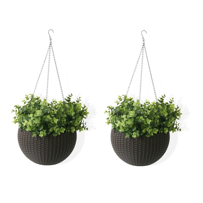 Wicker Self-Watering Resin Hanging Planter