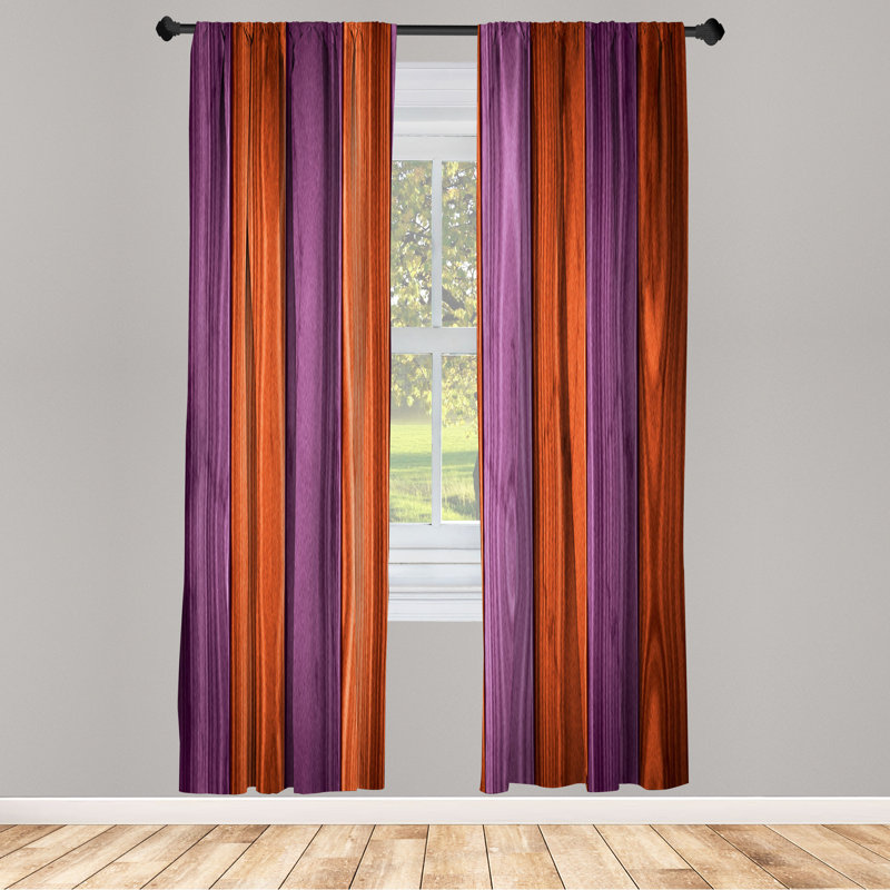 East Urban Home Rustic Curtains, Cottage Cabin Life Print Art, Pair of 28", Burnt Sienna, 28" W x 84" L