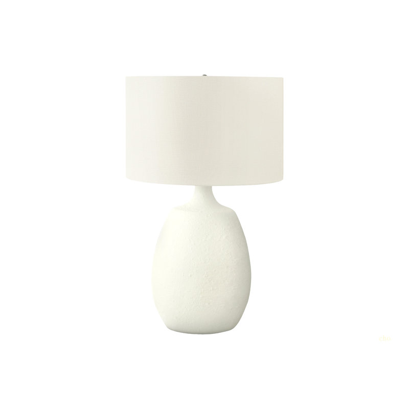 Lighting, H 26 po, lampe de table, abat-jour ivoire / crème, résine crème, contemporain
