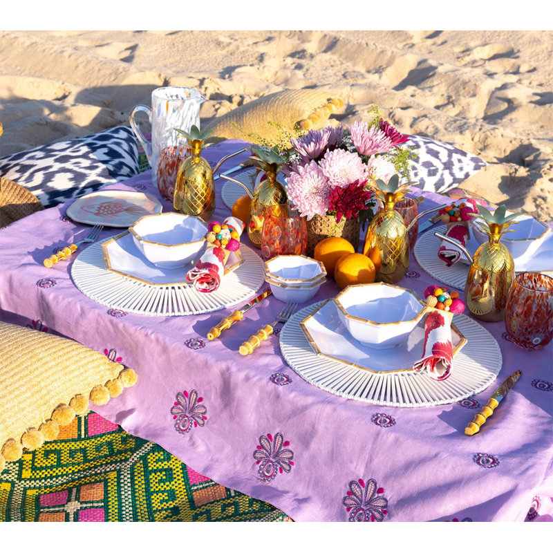 Flores Tablecloth, Purple/Pink