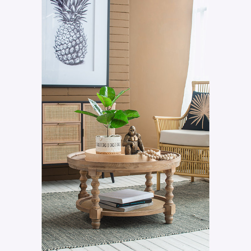 Table basse ronde à 2 niveaux ", Brun