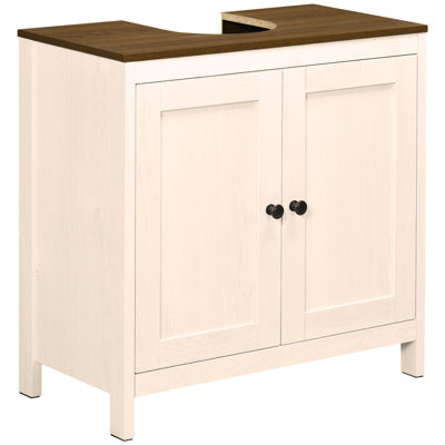 Meuble-lavabo de salle de bain, armoire sous-lavabo sur pied, armoire de rangement autoportante avec tablette réglable, portes doubles
