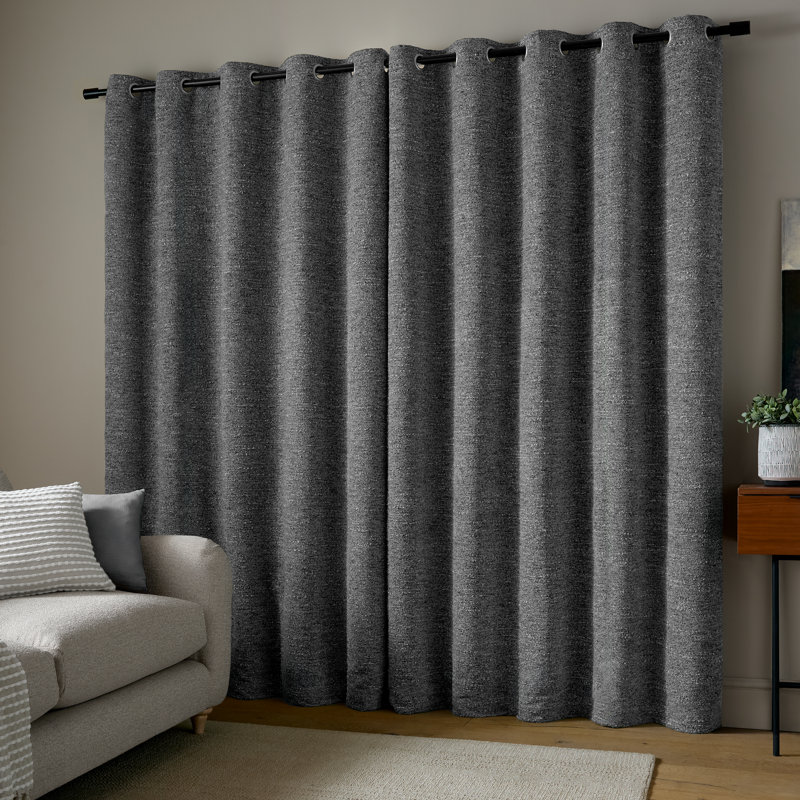 Semi Sheer Curtain Panel pair, Charcoal, 46 x 54 Inch