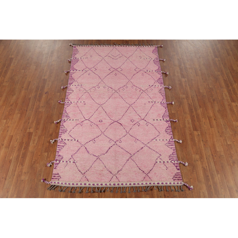 Handmade Pink Moroccan Oriental Rug 5x7