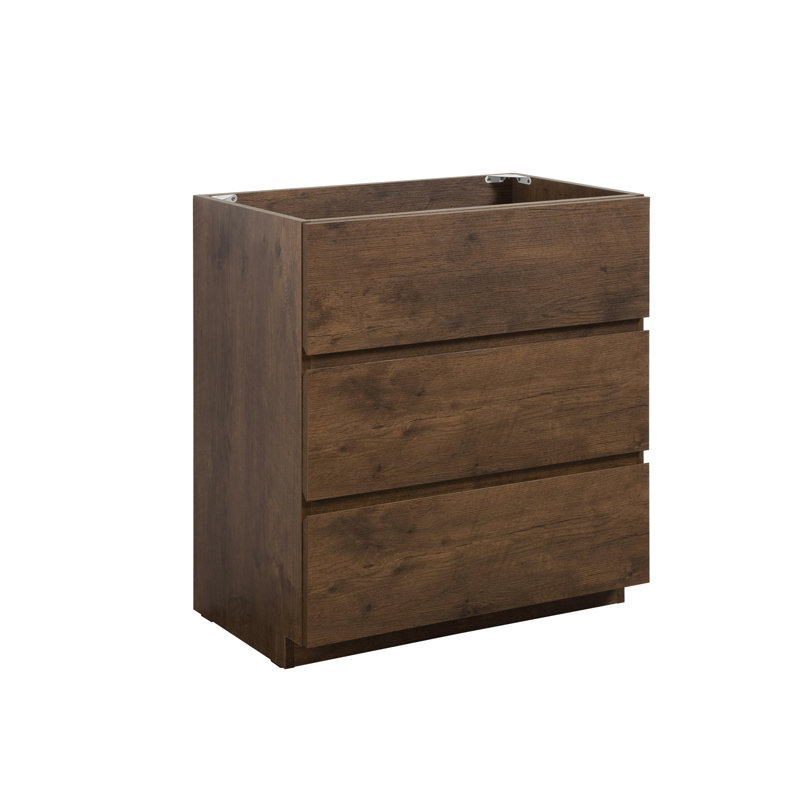 Armoire de plancher - noyer, 3, sans lavabo, élégance moderne, couleur de noyer Smooth Move, 30", Noyer
