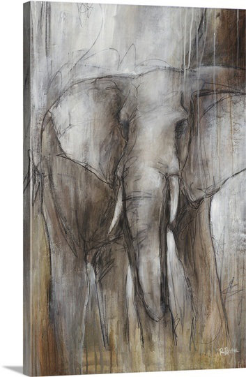 'étude D'éléphant Par Peinture Impression Rikki Drotar, 24" H x 16" L x 1.5" D, Toile
