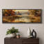 Paysage d'automne doré dans les pâturages, tableau pour salle à manger, impression giclée sur toile encadrée en 3 parties-133353761-133353763