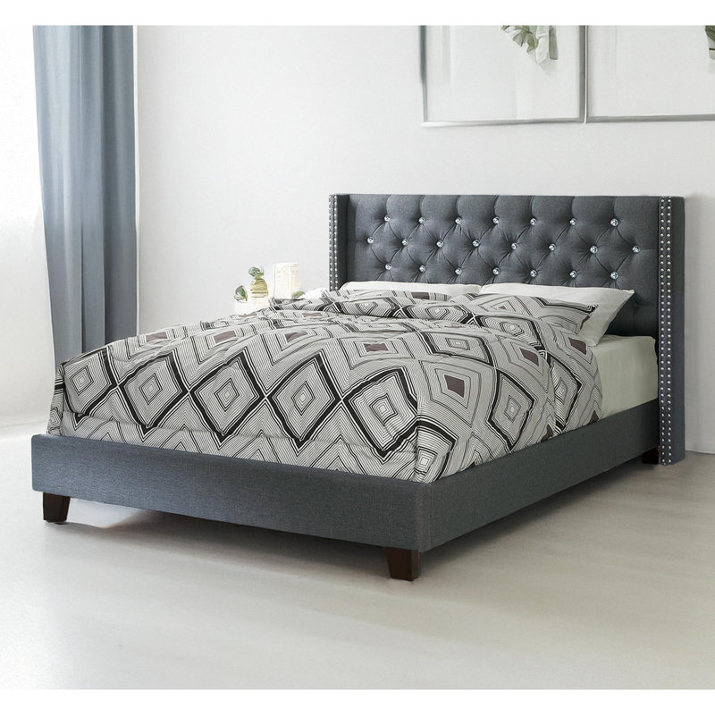 Grand lit en bleu gris