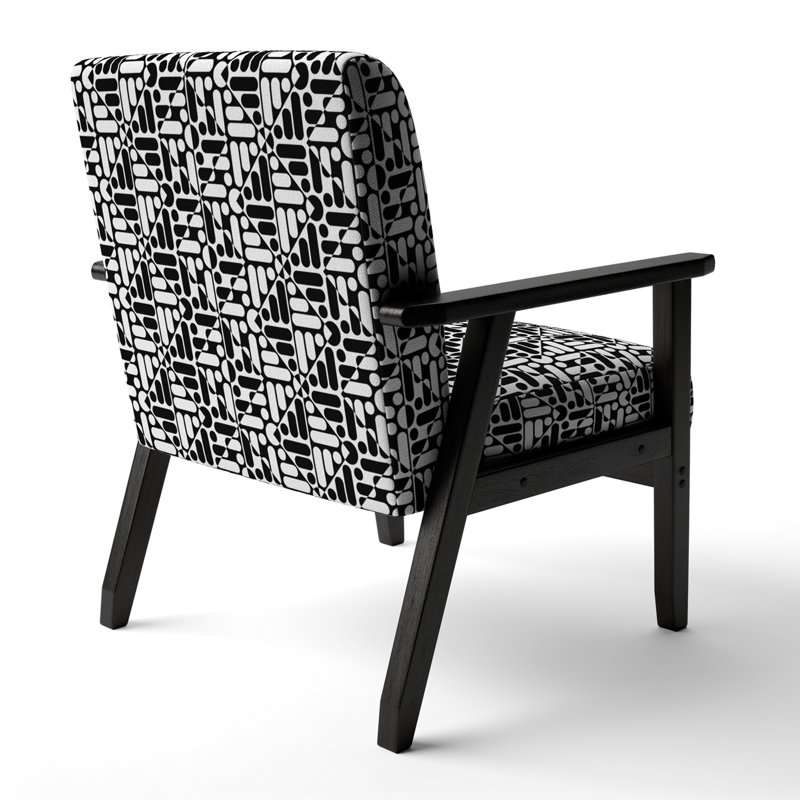 Fauteuil d'appoint rembourré à motif géométrique Black Lines